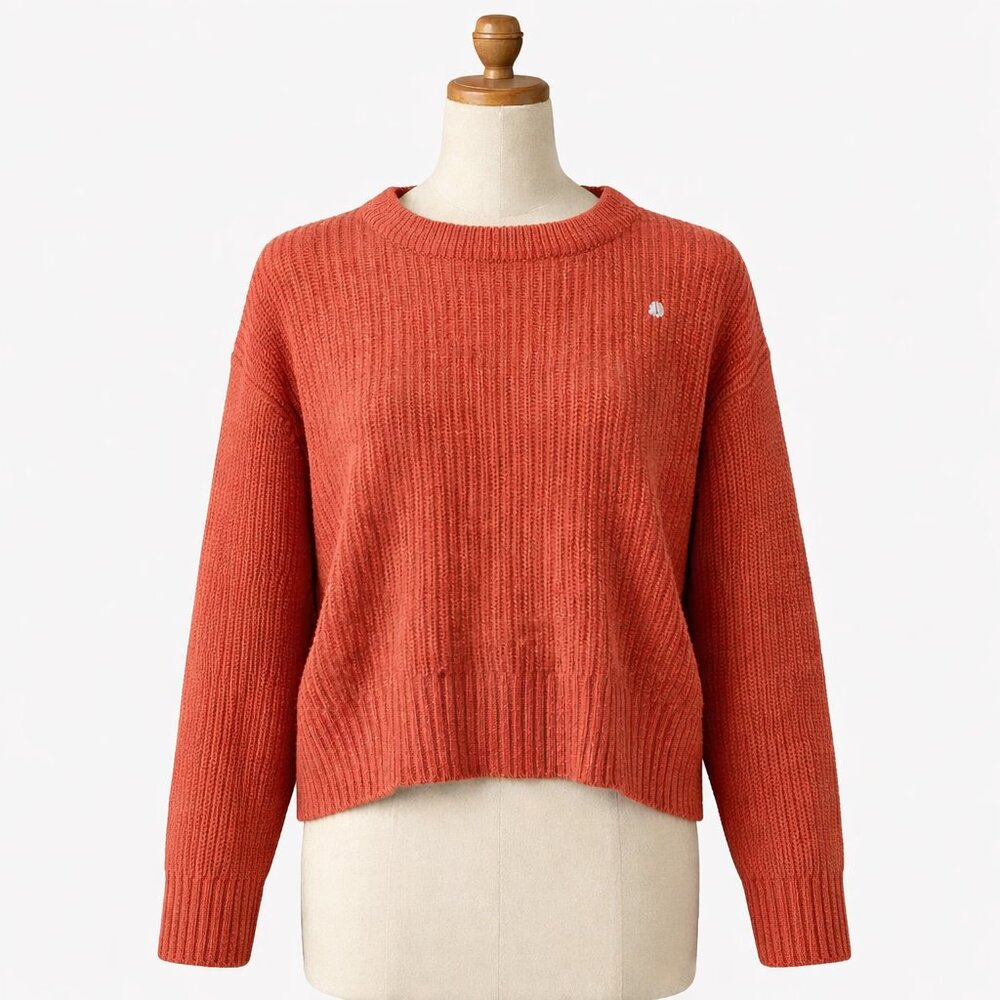 American Eagle Outfitters Red Orange, Ribbed, Cropped, Pull Over Sweater NWT- S